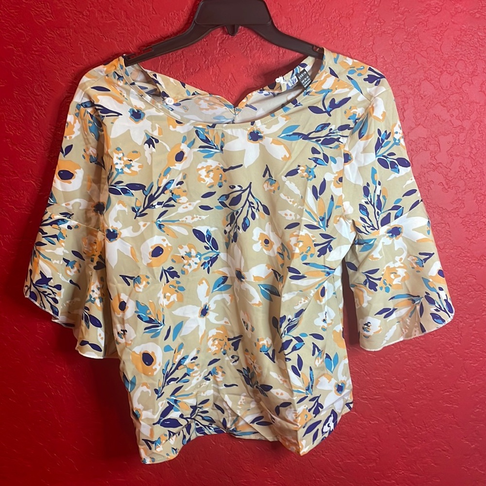 SHEIN floral print petal sleeve blouse